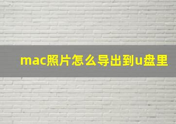 mac照片怎么导出到u盘里