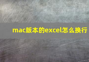 mac版本的excel怎么换行