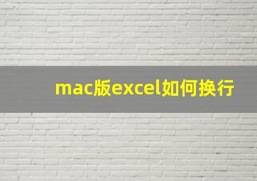 mac版excel如何换行