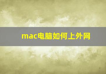 mac电脑如何上外网