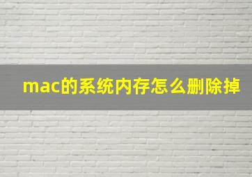 mac的系统内存怎么删除掉