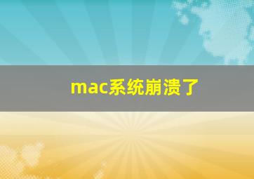 mac系统崩溃了