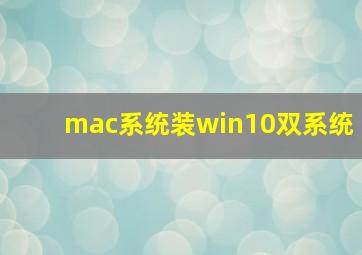 mac系统装win10双系统