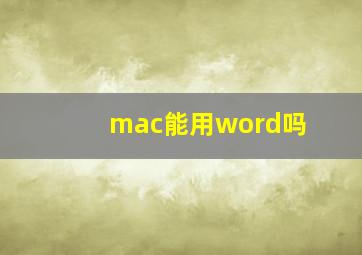 mac能用word吗