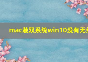 mac装双系统win10没有无线