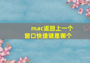 mac返回上一个窗口快捷键是哪个