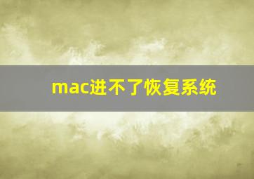 mac进不了恢复系统