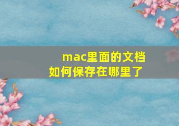 mac里面的文档如何保存在哪里了