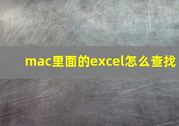 mac里面的excel怎么查找