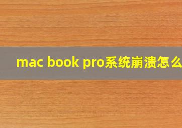 mac book pro系统崩溃怎么办