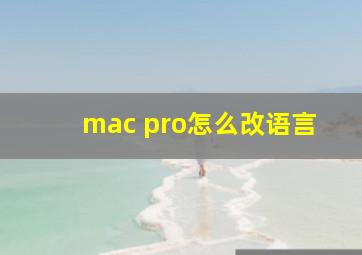 mac pro怎么改语言