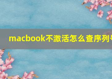 macbook不激活怎么查序列号