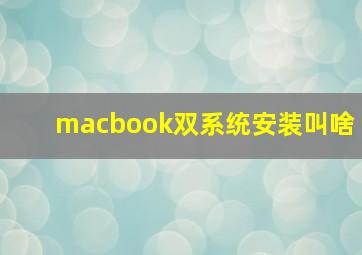 macbook双系统安装叫啥