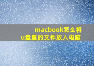 macbook怎么将u盘里的文件放入电脑