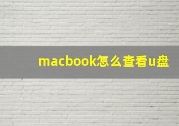 macbook怎么查看u盘