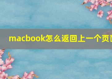 macbook怎么返回上一个页面