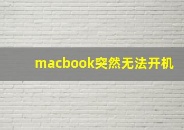 macbook突然无法开机