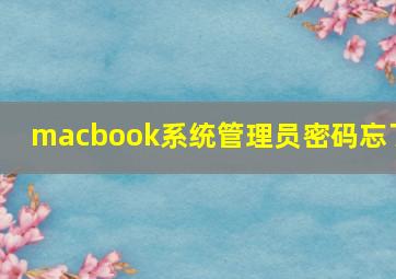 macbook系统管理员密码忘了