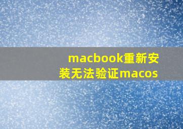 macbook重新安装无法验证macos