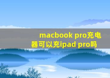 macbook pro充电器可以充ipad pro吗