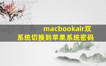 macbookair双系统切换到苹果系统密码