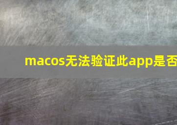 macos无法验证此app是否