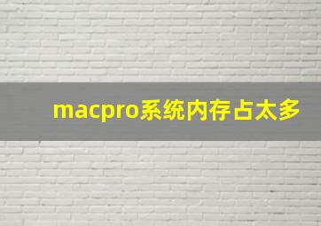 macpro系统内存占太多