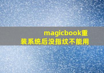 magicbook重装系统后没指纹不能用