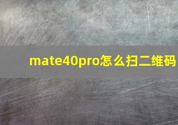 mate40pro怎么扫二维码