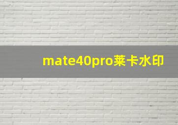 mate40pro莱卡水印