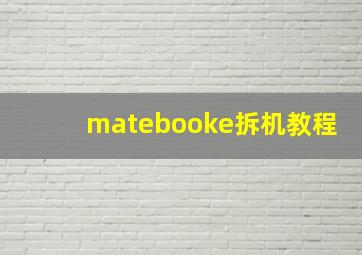 matebooke拆机教程