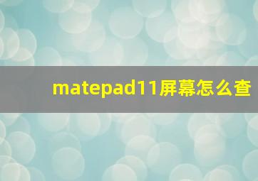 matepad11屏幕怎么查