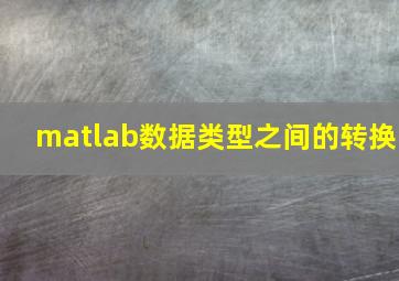 matlab数据类型之间的转换