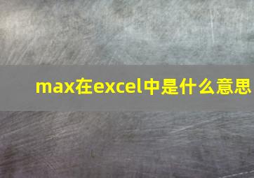 max在excel中是什么意思