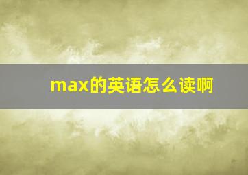 max的英语怎么读啊