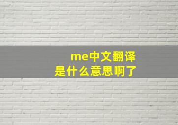 me中文翻译是什么意思啊了