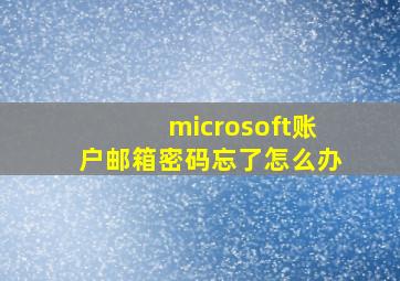 microsoft账户邮箱密码忘了怎么办