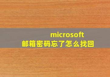 microsoft邮箱密码忘了怎么找回