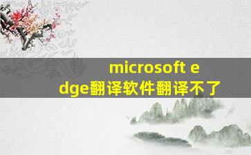 microsoft edge翻译软件翻译不了