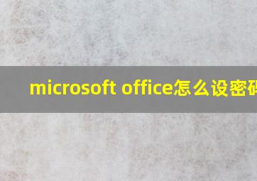 microsoft office怎么设密码