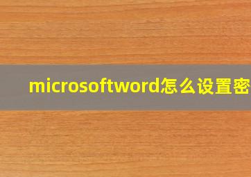 microsoftword怎么设置密码