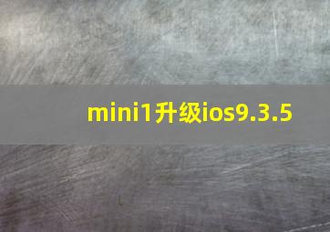 mini1升级ios9.3.5