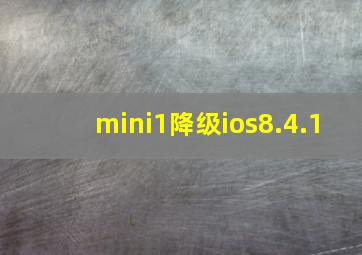 mini1降级ios8.4.1