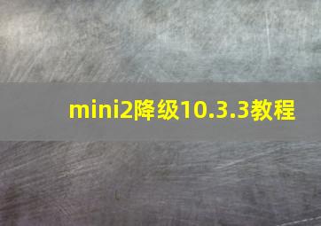 mini2降级10.3.3教程