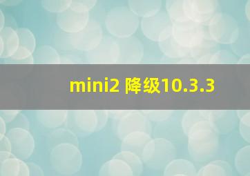 mini2 降级10.3.3