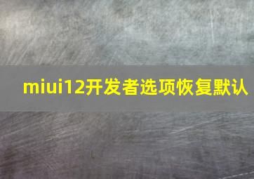 miui12开发者选项恢复默认