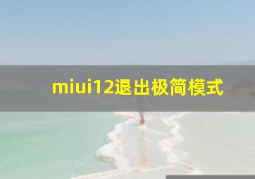 miui12退出极简模式