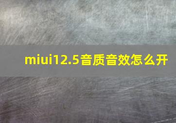 miui12.5音质音效怎么开