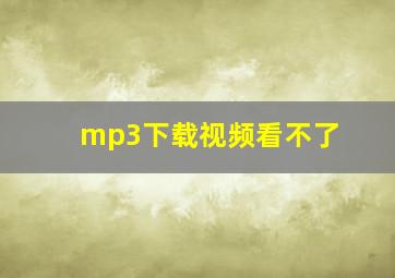 mp3下载视频看不了