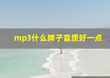 mp3什么牌子音质好一点